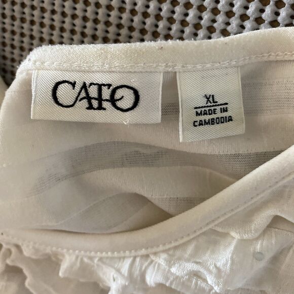 Cato Ruffled Blouse Womens XL Swoop Neck‎ Bling Cap Sleeve 4% Spandex - Picture 4 of 7